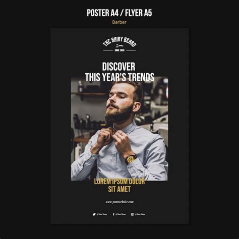 Barber shop poster template | Free PSD