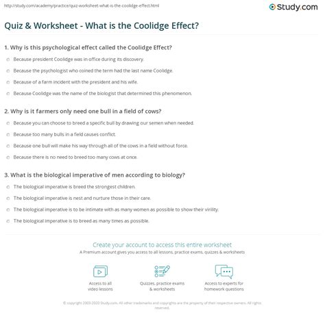 Quiz & Worksheet - What is the Coolidge Effect? | Study.com