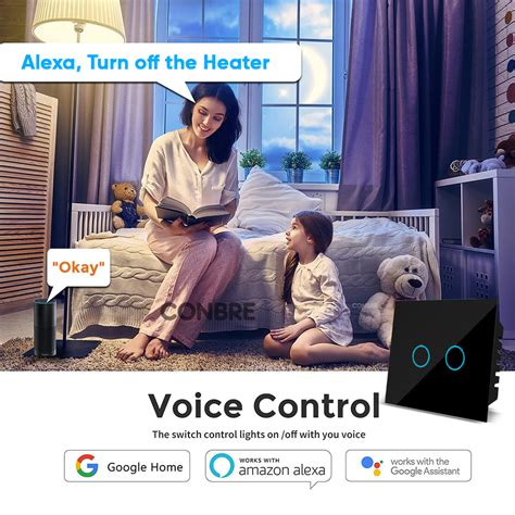 CONBRE SW2 Wi-Fi Smart Modular 2 Gang Touch Switch for Home automation ...