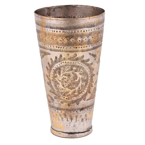 Faded Old Brass Tall Punjabi Lassi Glasss