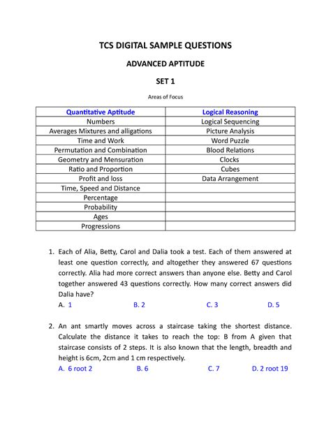 TCS Digital - SET 1 - Tcs 1 - TCS DIGITAL SAMPLE QUESTIONS ADVANCED ...