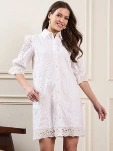 ZUMMER Women Shirt White Above Knee/Mid Thigh Length Dress - Buy ZUMMER ...