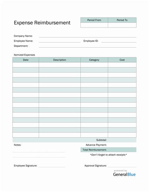 Image result for Expense Reimbursement Form Template