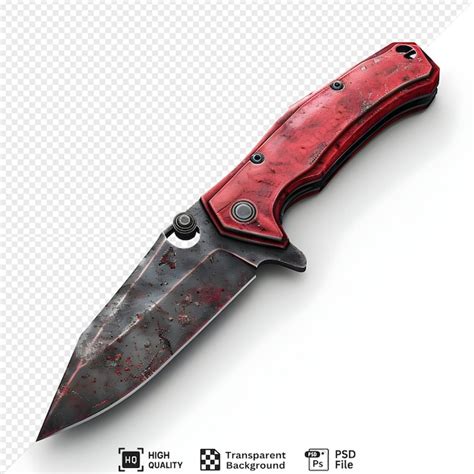 Rusty red folding knife on transparent psd highresolution realistic ...