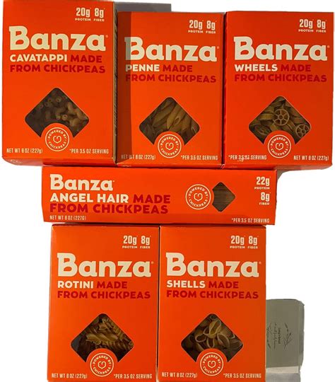 Amazon.com : Banza Chickpeas Pasta, Variety 6 Pack, Bundled with Langs ...