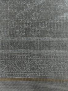 Grey White Kota Silk Hand Block Painted Dupatta - D04170446 – InduBindu
