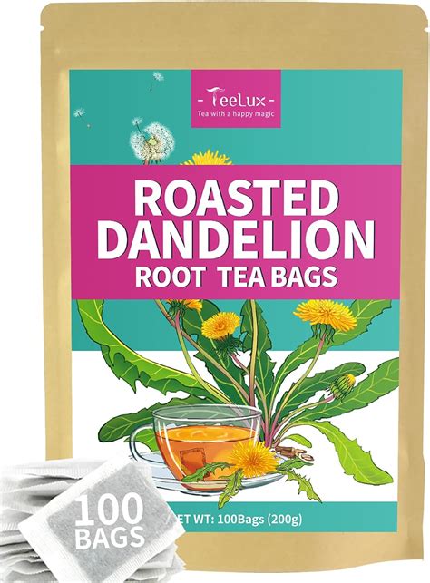 TeeLux Roasted Dandelion Root Tea Bags, Premium Natural Dandelion Root Herbal Tea, Caffeine Free ...
