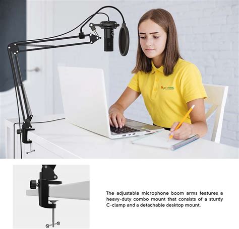 FIFINE T669 Condenser USB Mic Kit with Adjustable Scissor Arm Stand for ...