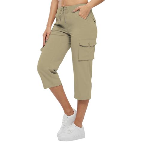 Womens Cargo Capris with Pockets Loose Fit Casual Capri Pants Dressy ...
