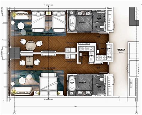 Modern Hotel Room Design Plan