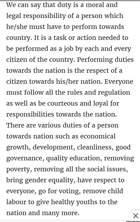 essay on duty towards my country 150 words - Brainly.in