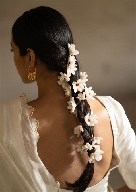Sarangi White Flower Hair Accessory | Long hair styles, Floral ...