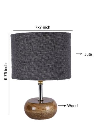 Grey Jute Shade with Wood Lamp Base (JH87) – Decors Mantra