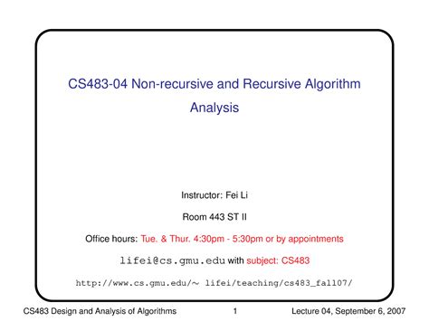 Lecture 04 - Notes - CS483-04 Non-recursive and Recursive Algorithm ...