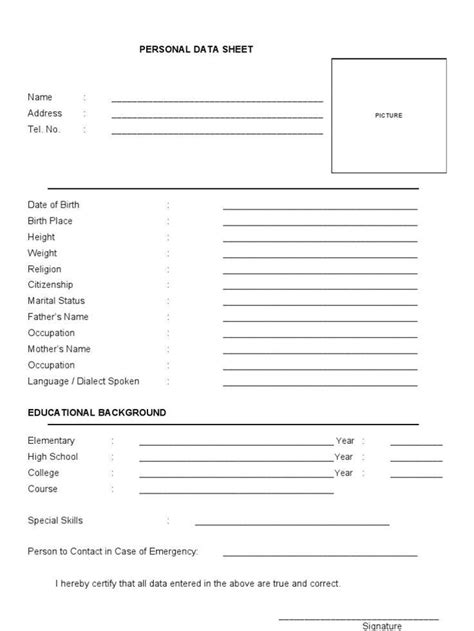 Image result for Bio Data Form PDF