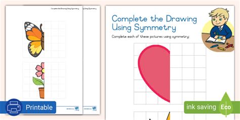 Complete the Drawing Using Symmetry Activity Sheet
