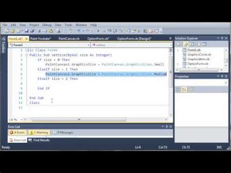Visual Basic Tutorial - 175 - Paint Part 8 Changing The Brush Size ...