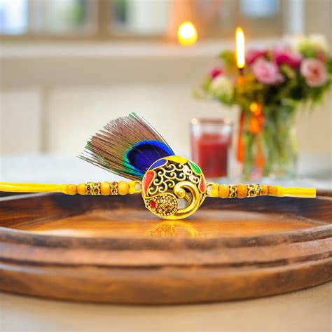 Wrap Shap AA04 Morpankh Peacock Metal Rakhi – Majestic Elegance with R
