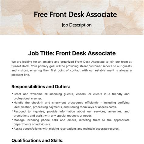 College Front Desk Job Description at Nathan Lozano blog