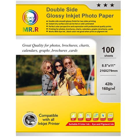 MR.R Double Side Glossy Inkjet Photo Paper 8.5"x11" 100Sheets per Pack ...