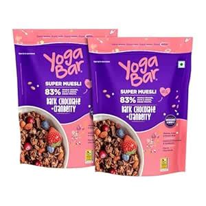 Yogabar Wholegrain Breakfast Muesli 900g (450g x 2), Dark Chocolate ...