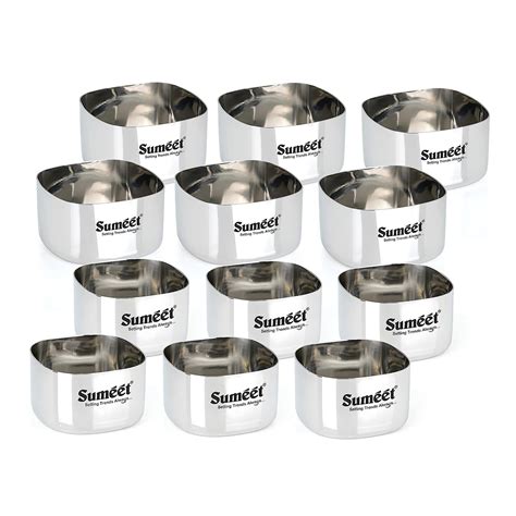 Sumeet Heavy Gauge Stainless Steel Square Bowl/Wati/Katori with Mirror ...