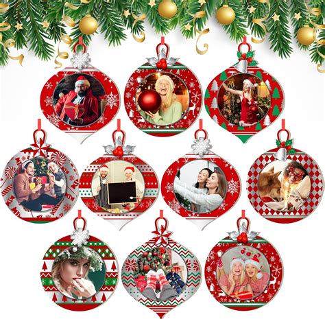 Amazon.com - Yalikop 16 Pcs Christmas Photo Frame Ornaments Wooden ...