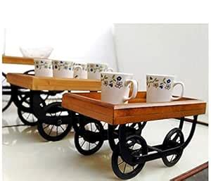 Buy Sylvan Artistry Wood Cart Snack Serving Platter for Dining Table ...