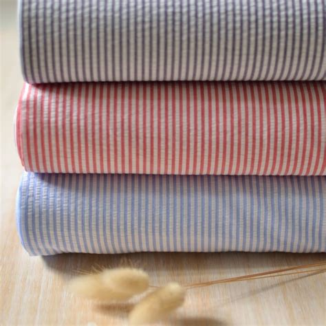 Tissu seersucker | rayures bleu marine | coton Bio - A&A Patrons