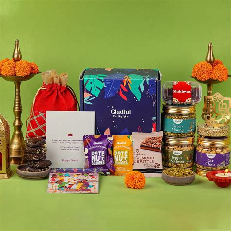 Gladful 10 Products Diwali Delights Blue Premium Healthy Gift Hamper ...