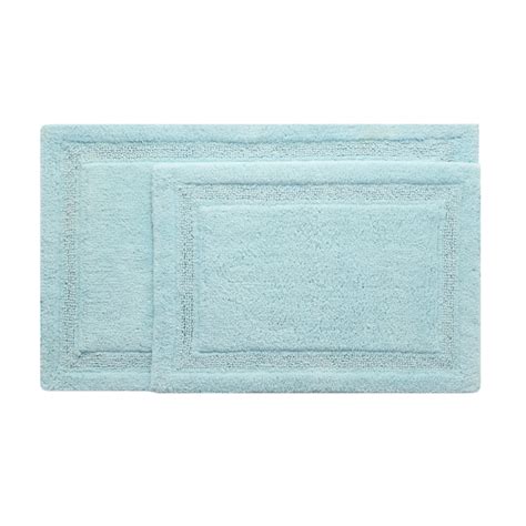 allen + roth 2pc Rug Set 20-in x 34.5-in Blue Cotton Bath Mat Set at ...