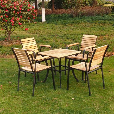 户外休闲桌椅组合实木庭院木条桌椅五件套花园阳台水曲柳室外家具-阿里巴巴