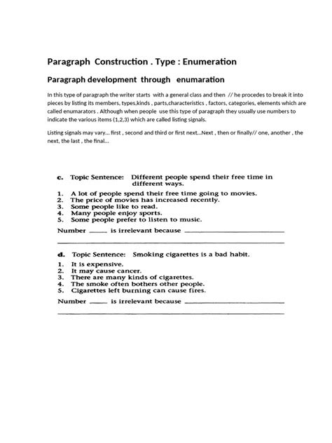 Image result for Enumeration Text Type Paragraph Example Worksheets