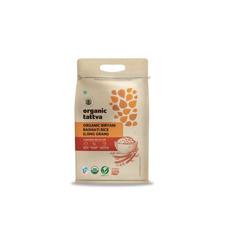 Organic Tattva Biryani Basmati Rice (5KG): Aromatic, Gluten-Free, and Vegan