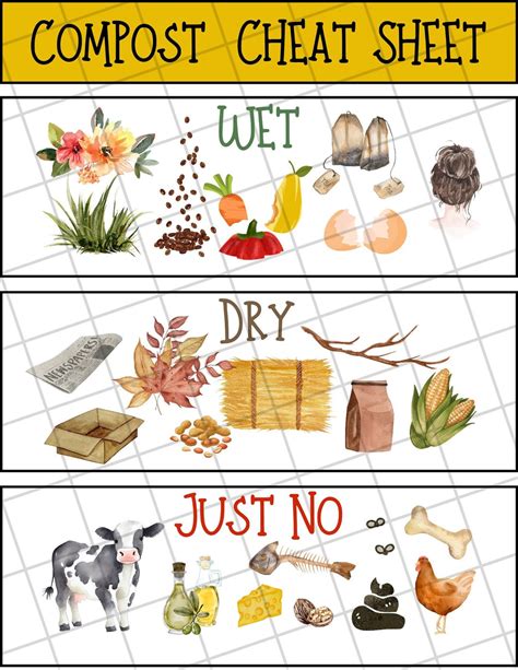 Compost Cheat Sheet Download - Etsy
