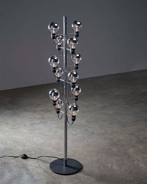 Red Uplight With Perforated Shade - 1950s Design Lamp