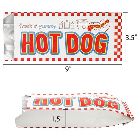 200 Pack Hot Dog Wrappers, Foil Lined Paper Hot Dog Sleeves, Grease ...