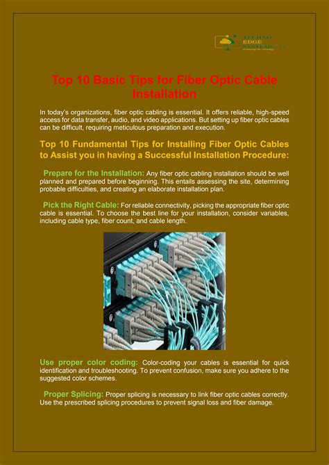 Fiber Optic Cable Installation Guide 的图像结果