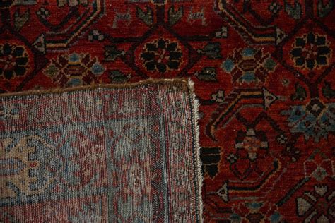 Vintage Hamadan Persian Rug 3'4" x 6'3" | Red, Blue | c. 1930s