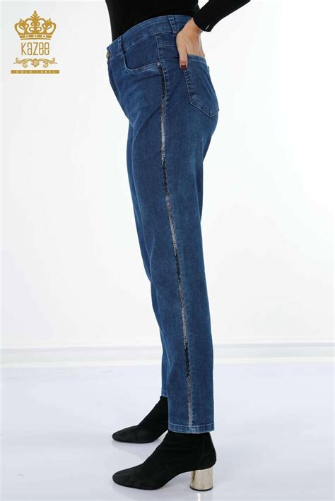 Venta al por mayor Jeans de Mujer con Raya Lateral Detalle de Piedras ...