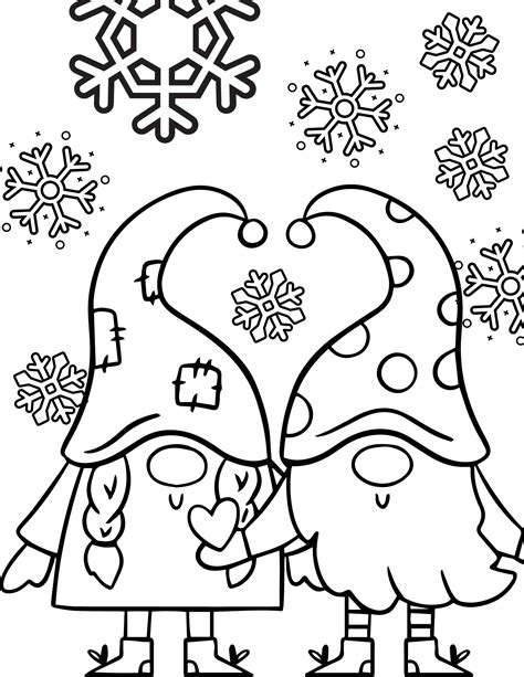 Free Printable Winter Gnomes Coloring Pages for Kids and Adults