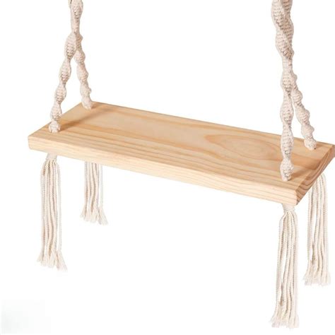 ecofynd 22 inches Macrame Wood Swing for Adults & Kids, Hanging Jhula ...