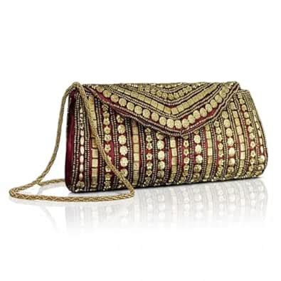 NK Creatives Luxury Golden Embroidered Clutch – Handcrafted Beaded ...
