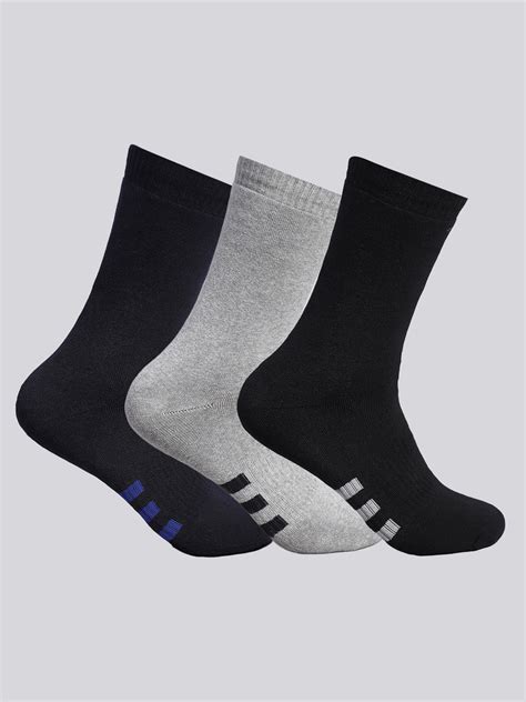 Buy Men Cotton Blend Solid Calf Length Socks (Pack of 3) Online in ...