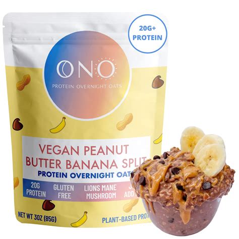Buy ONO Protein Overnight Oats - Vegan Peanut Butter Banana Split (6 Pack)- High Protein, High ...