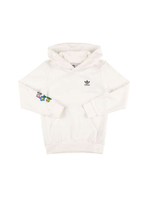 Adidas Originals Kids' Hello Kitty Print Cotton Hoodie In White | ModeSens