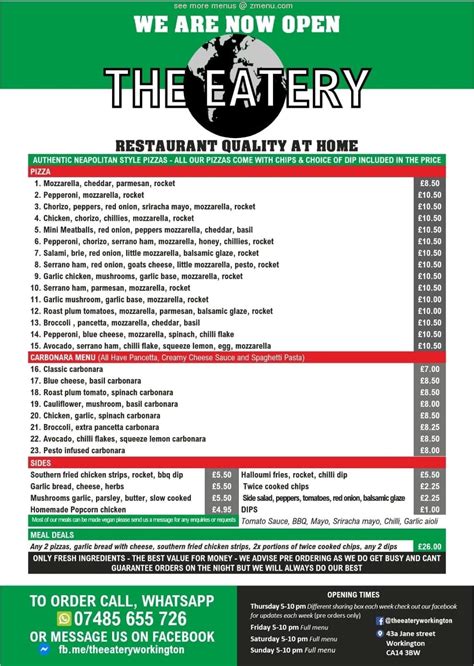 Menu at The eatery pub & bar, Workington