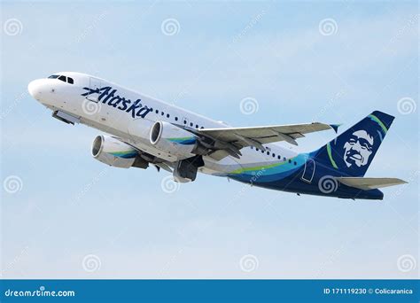 Alaska Airlines Taking Off from Los Angeles Airport LAX Editorial Image ...