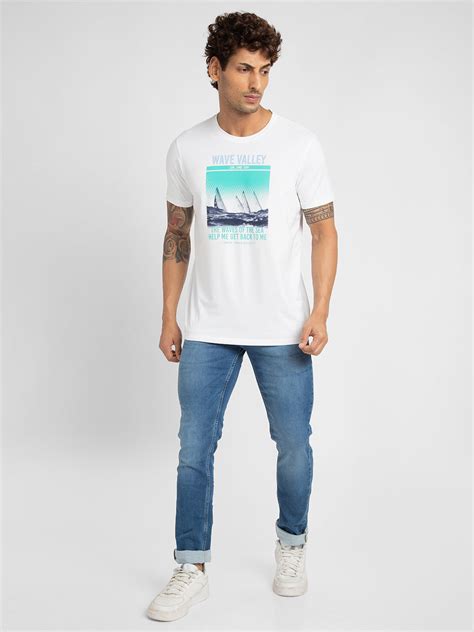 Spykar Mid Blue Cotton Regular Fit Narrow Length Jeans For Men (Rover)