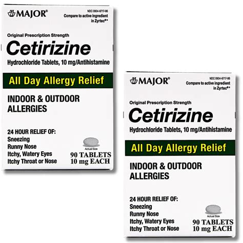 Major Cetirizine Antihistamine Allergy 10mg | 2 Pack